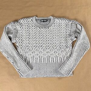 DKNY Jeans | Chunky Cable Knit Cropped Sweater | Neutral Gray | Women’s S | NWOT